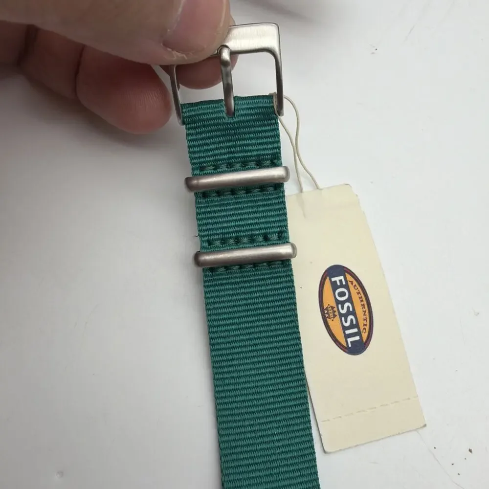 18mm Watch Band Strap Fossil watches smart Turquoise Green Nylon Woven 3 Rings